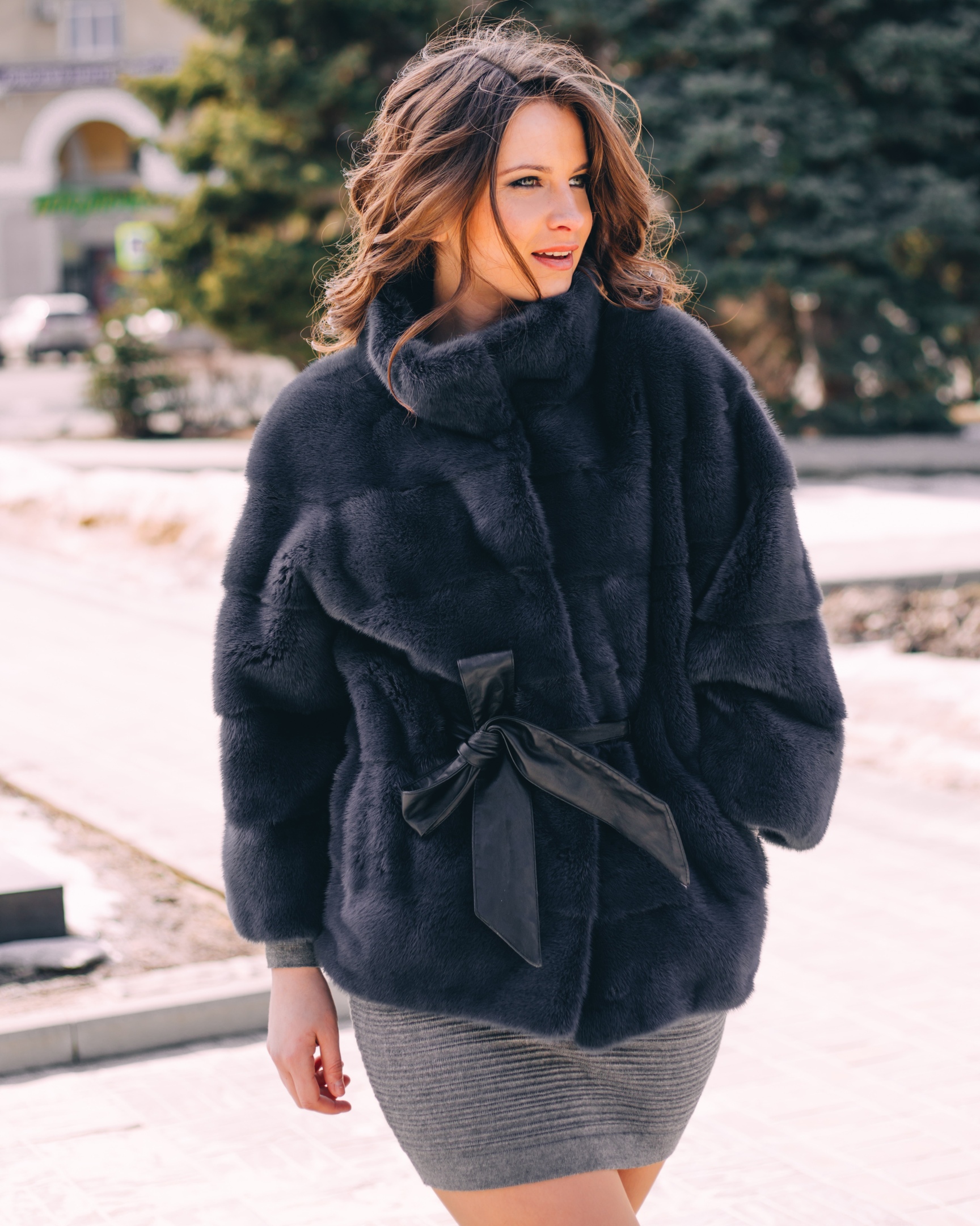 Короткая шуба из меха норки 
